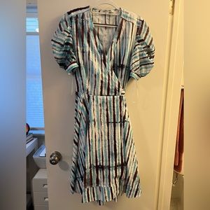 Diane Von Furstenberg Indra Blue Tie Dye Rain Wrap Dress